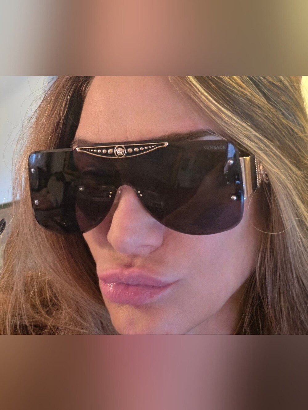 VERSACE Black Shield Sunglasses with Gold MEDUSA Medallions
